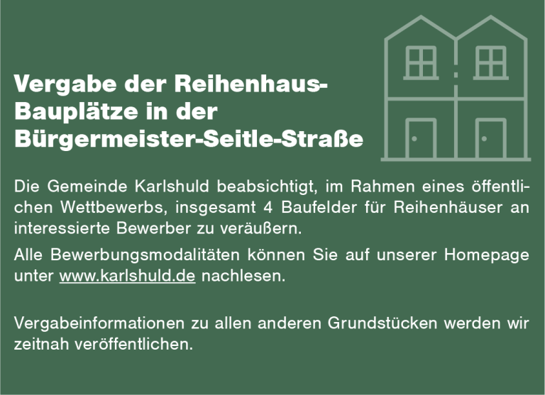 Vergabe der Reihenhaus-Bauplätze in der Bürgermeister-Seitle-Str.
